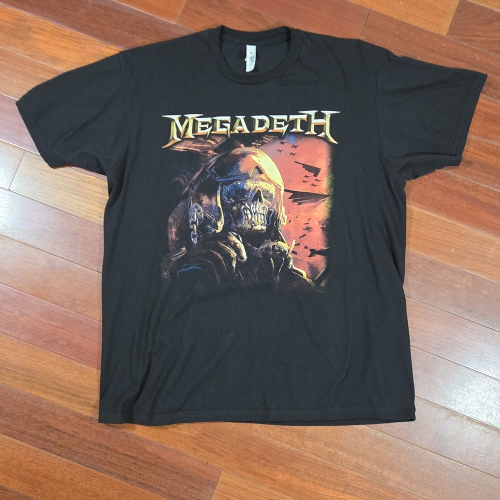 Megadeth Fighter Pilot Men's Black Graphic T-Shirt Size Large